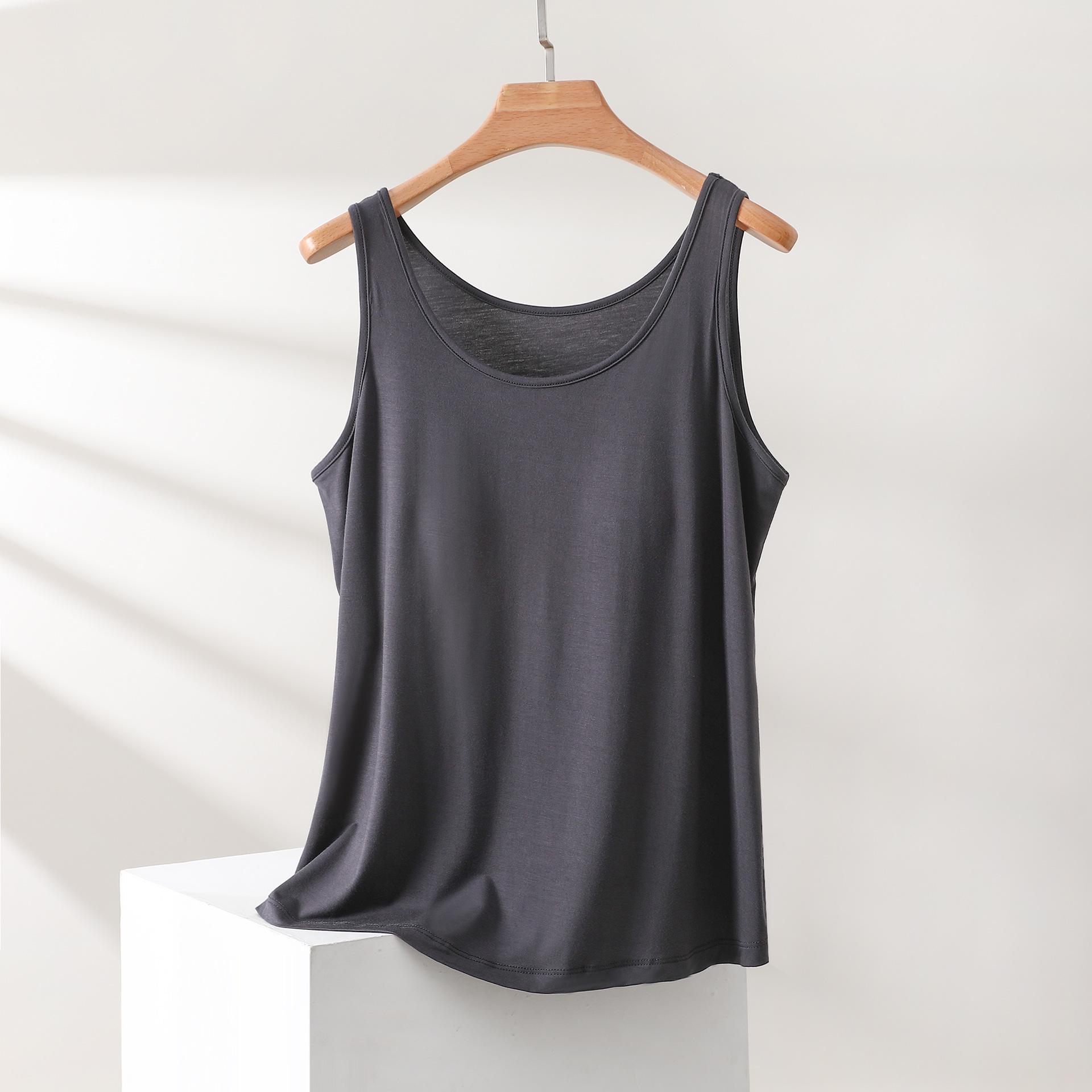 

Women s Seamless Modal Spaghetti Strap Camisole with Padded Cups, Wire-Free, Thin, Sports, Plus Size 2XL (for 150-170 jin)