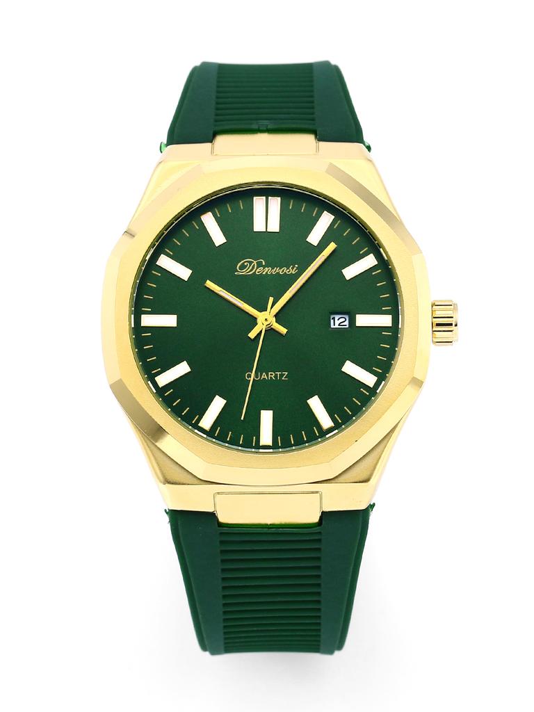 Denvosi Men's Quartz Watch - Octagon Case Silicone Strap Waterproof Wristwatch with Date Function Casual Business Fashion Wat