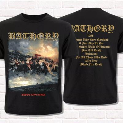 2025 New Vtg Bathory Band Gift for Fans Heavy Cotton Black Unisex All Size T Shirt Unisex Cotton Short Sleeve High Street