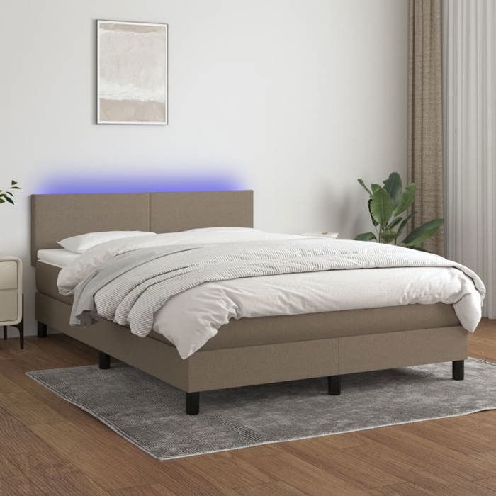 Maison Exclusive - Sommier à lattes de lit avec matelas LED Taupe 140x190 cm Tissu