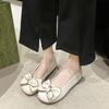 Plus Women's Shoes Bean Shoes Women's Spring Soft Sole Fat Feet Wide Fat Single A Slip-on Shoes Low Heel Round Toe Ballet Shoe