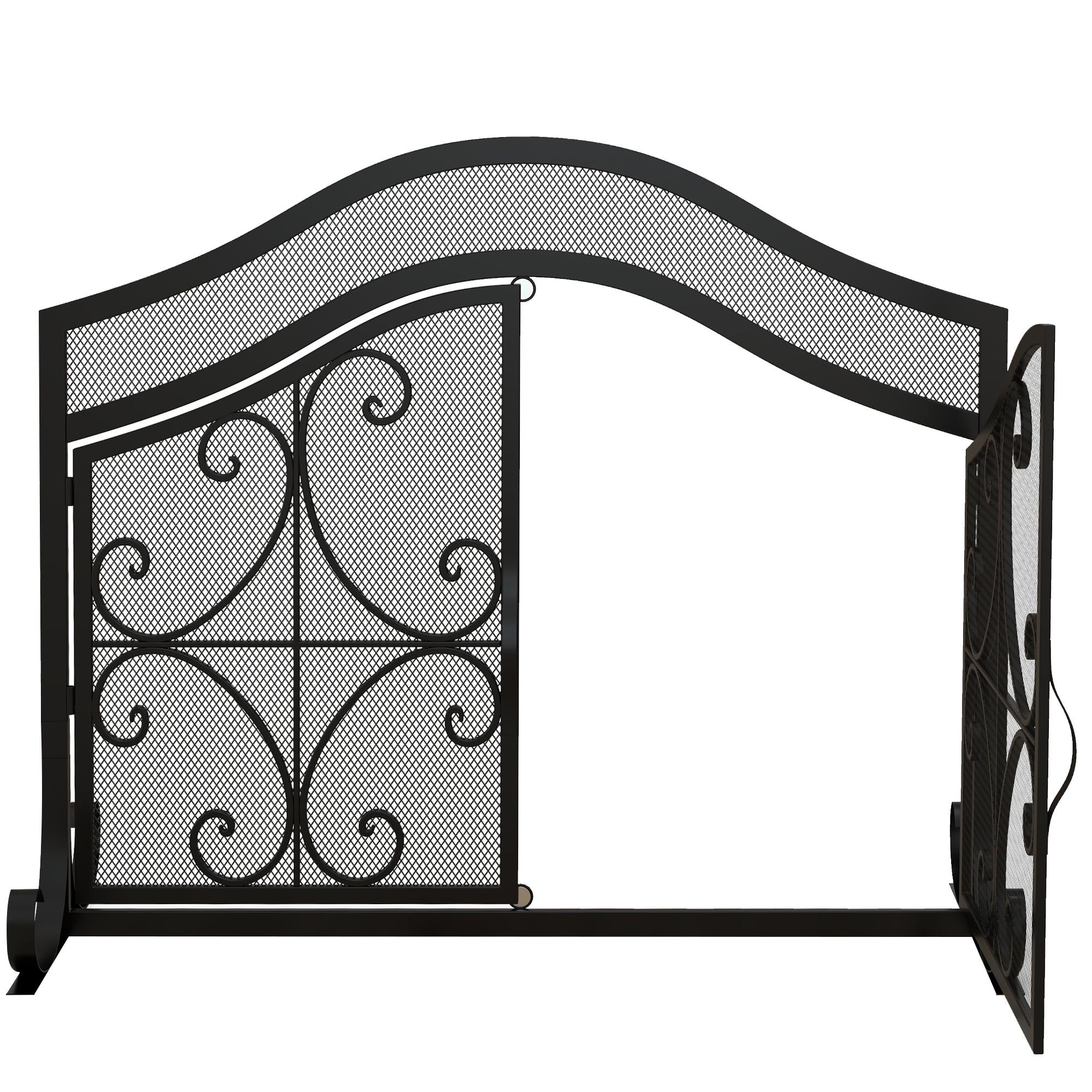 Pare-feu Motif Élégant Double Porte Portes Magnétiques Noir 105 X 40 X 80 5 Cm