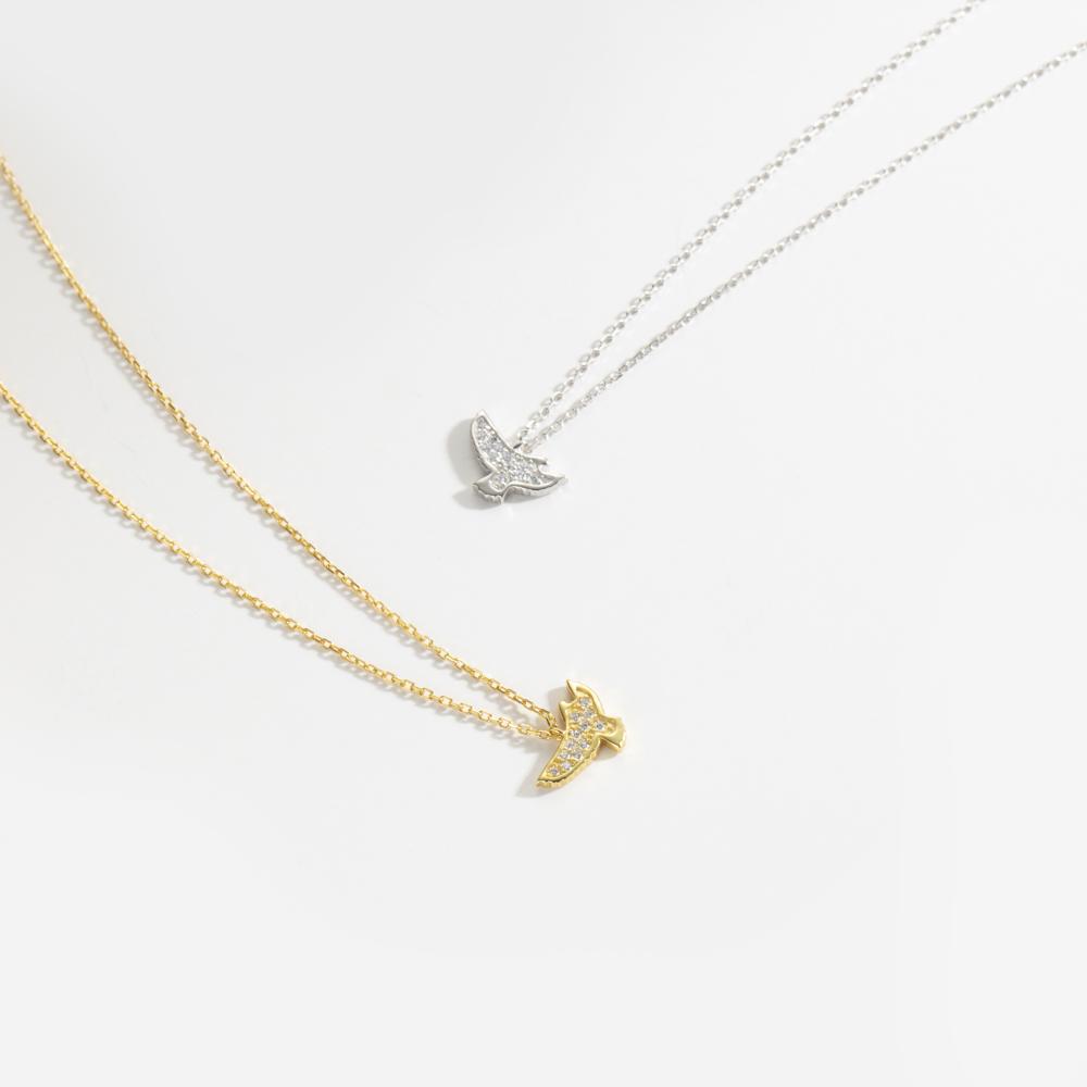 ANDYWEN 925 Sterling Silver Bird Zircon CZ Pave Pendant Long Chain Luxury Fine Jewelry