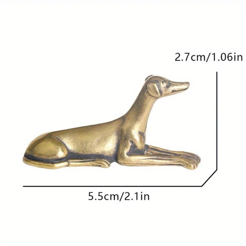 Statuetă Durabilă din Alamă Cățel Miniatură Câine Greyhound Figurină Colecționabilă Fără Pene Cadou de Sărbători Ornament de Birou Metal Decor pentru Casă