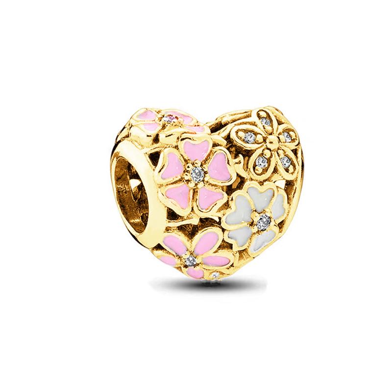 Sparking Gold Animal Heart Clip Charm Beads Dangle Fit Original Snake Bracelet Necklace Beads For Diy Jewelry Women Gift