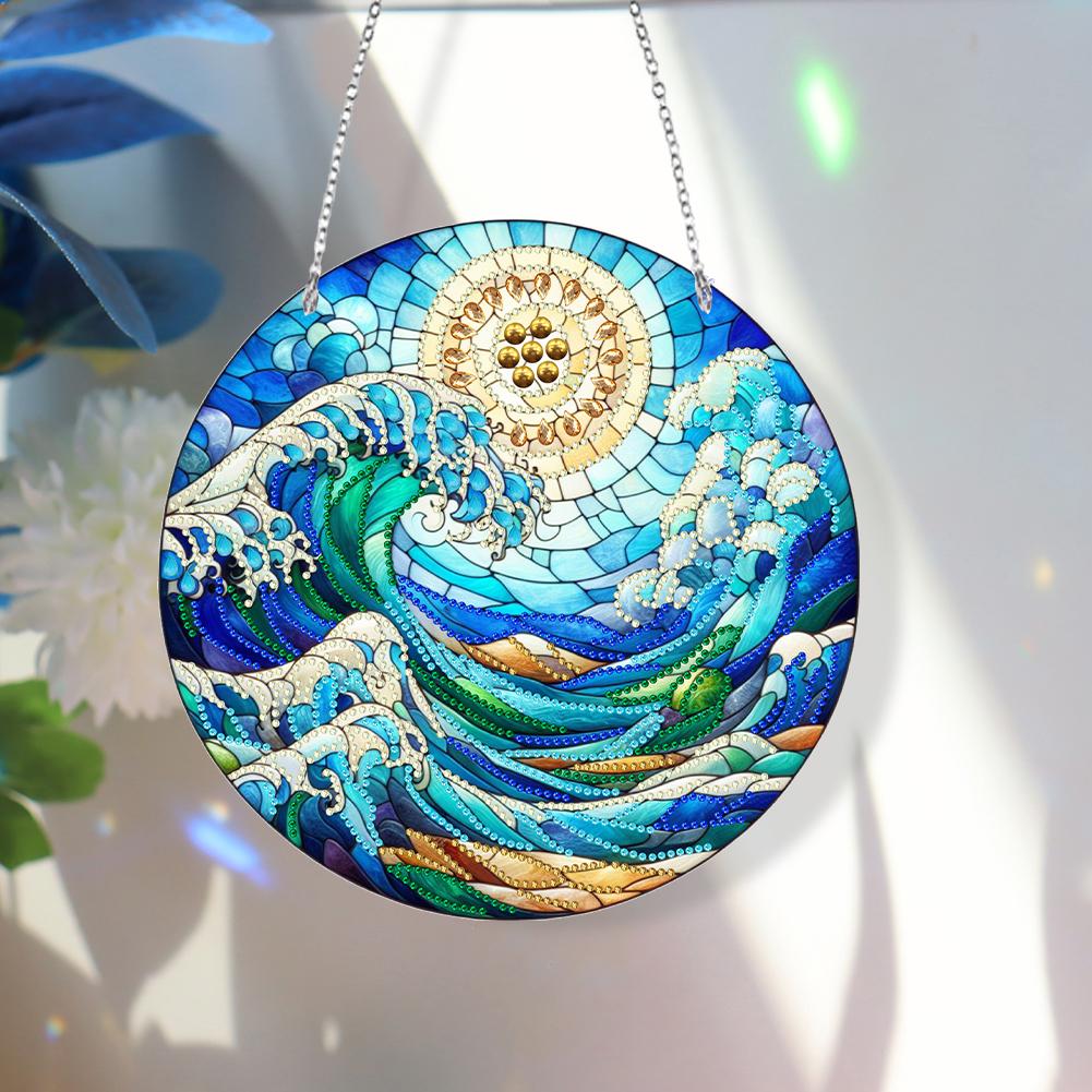 DIY Diamond Painting Suncatcher Art Pendant Colorful Diamond Drawing Hanging Ornament Crystal Painting Ornaments for  Home Decor
