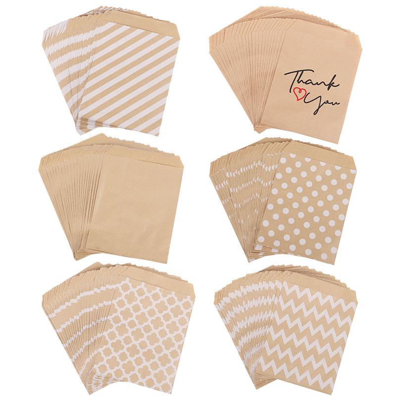 25/50Pcs Kraft Paper Candy Cookie Bag Thank You Wedding Gift Packaging Bag Guest Favors Kids Birthday Party Decoration Supplies