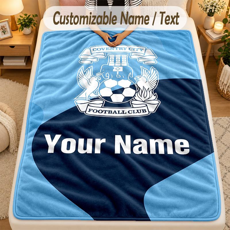 Flanelinis pledasCoventry City FC Individualus pavadinimo tekstas Personalizuotas minkštas šiltas pledas Namų dekoras Dovana