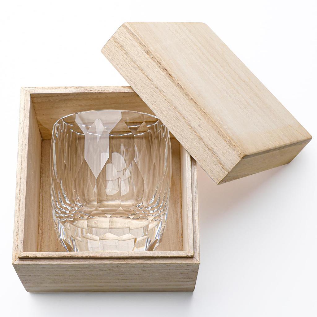 Whiskey Rocks K9 Crystal Handcrafted by Cut for Shochu and Birthday Wooden Box Included Glass, Glass, Glass, 300ml, Artisans, Hand-Polished, Glass,