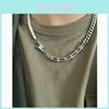 Stainless Steel Geometric Chain Necklace For Men And Women With Polished Finish