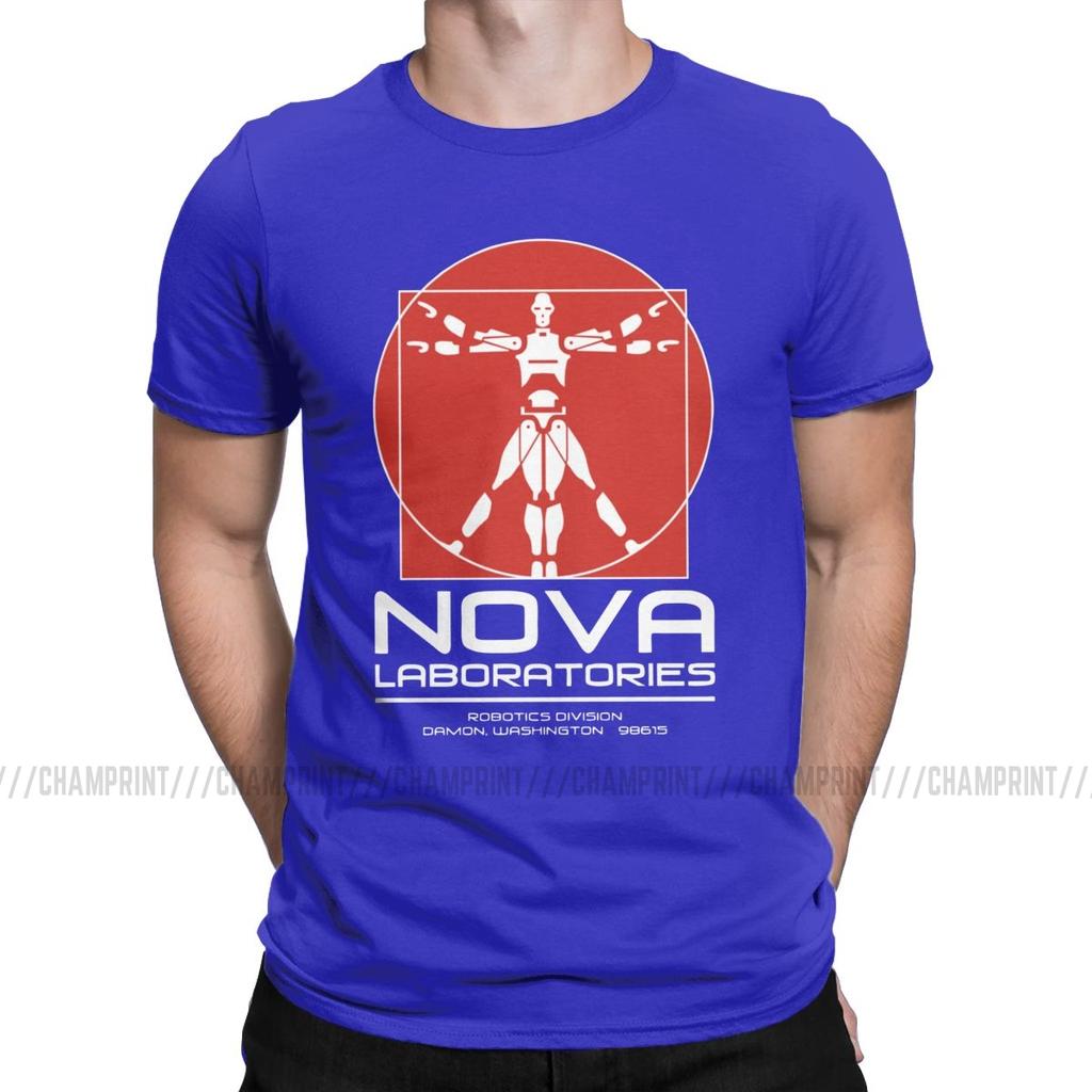 Awesome Nova Laboratories Short Circuit TShirts Men 100 Cotton T Shirt Johnny 5 80s Retro Robot Movies Tee Shirt 6XL Tops