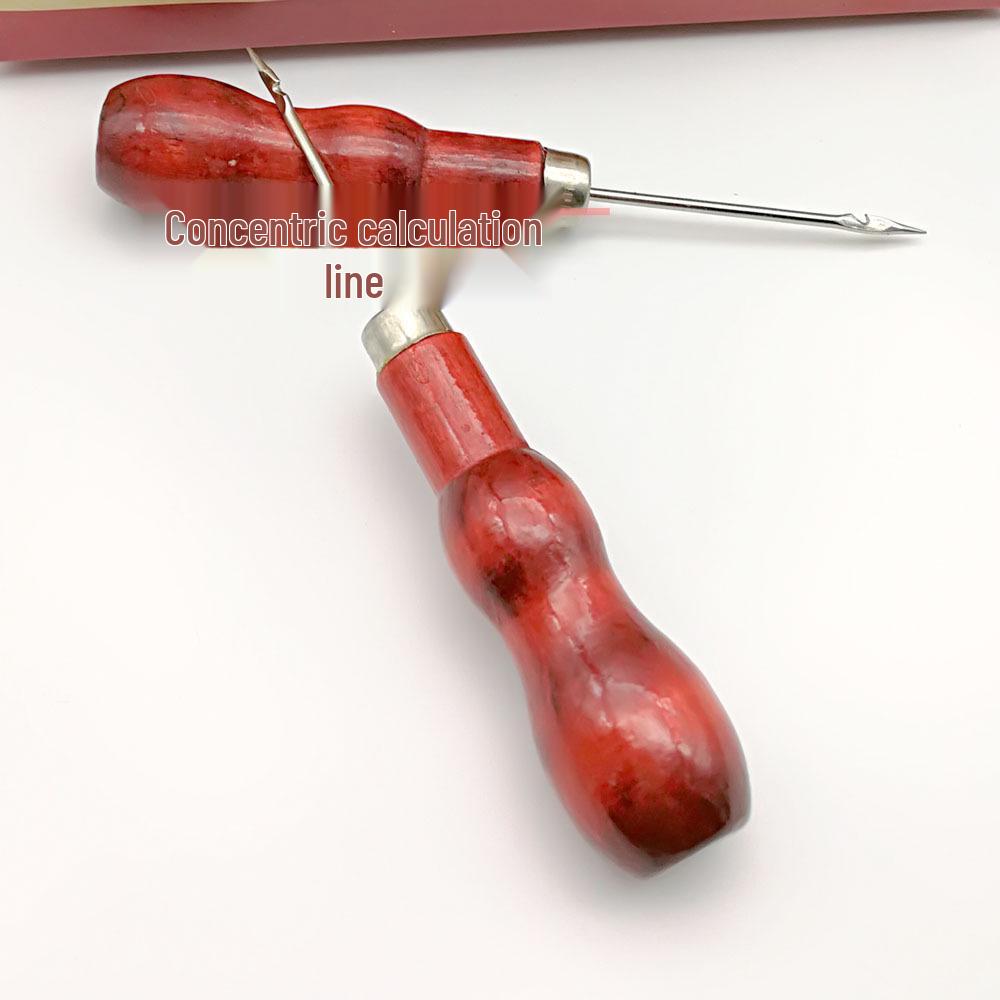 Gourd-Shaped Awl with Hook and Straight Awl, Wood Handle for Positioning and Shoe Drilling