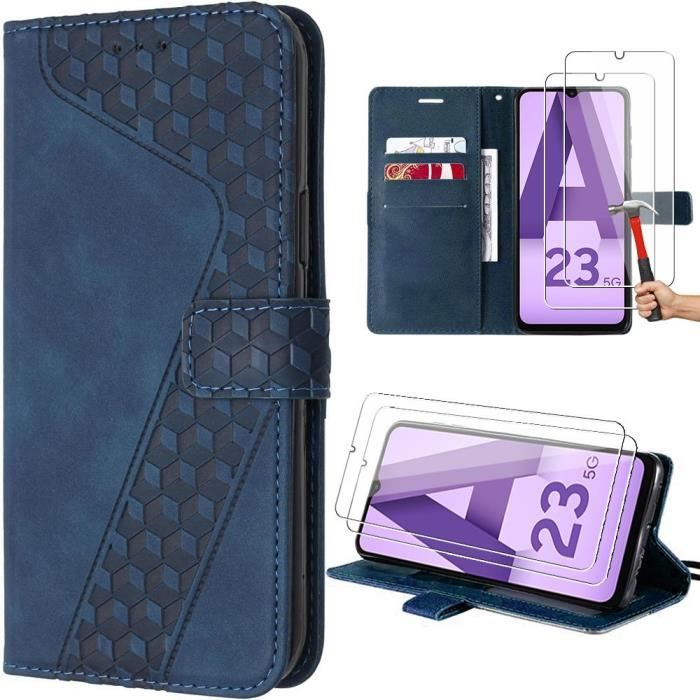 Coque de protection - Samsung - Galaxy A23 5G - Cuir PU - Fentes pour cartes - Support pliable