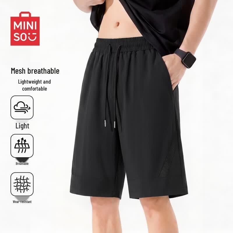 MINISO Men s Spliced Mesh Breathable Summer Shorts M