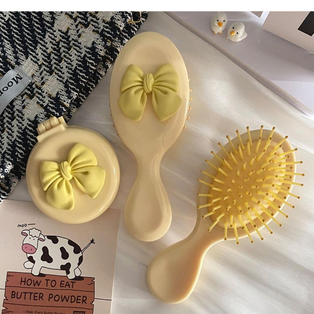 Handle Portable Comb Scalp Massage Pocket Hair Brush Hair Care Bow Comb Student