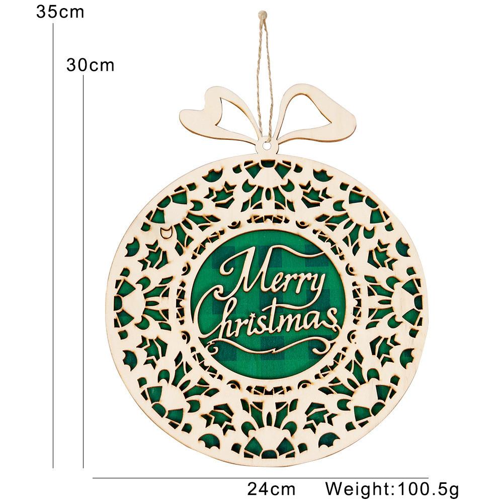 Elegant Wooden Christmas Hanging Decoration Sign In Green And Black Plaid Design GreenBlack Plaid