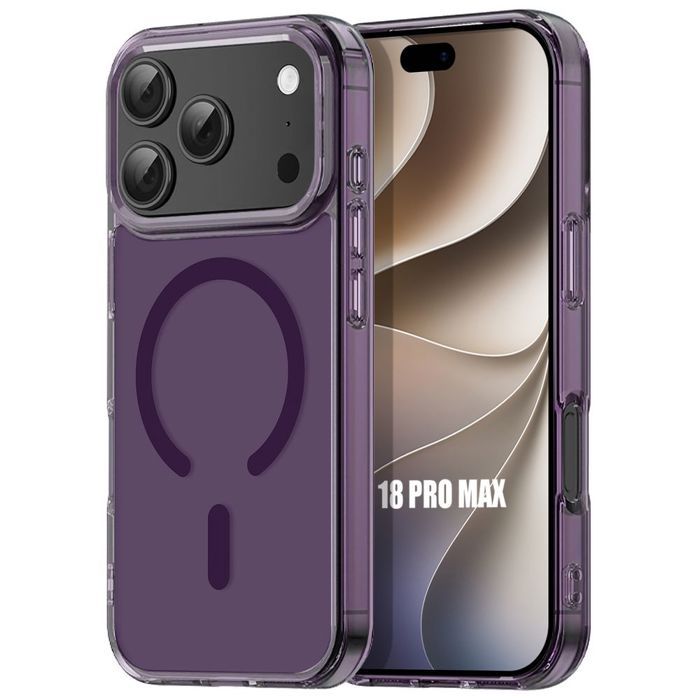 Coque pour iPhone 18 Pro Max, Anti-Rayures Antichoc avec Cercle Magnétique - Translucide Violet