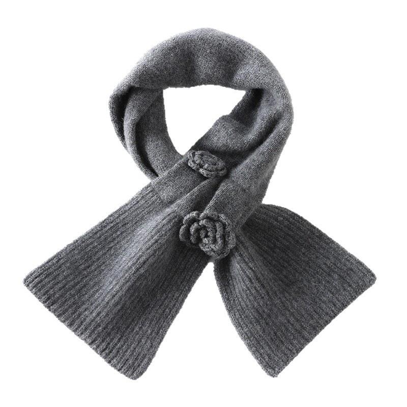 Handmade crochet% cashmere scarf women's solid color perforated warm scarf fashionable versatile small scarf outside