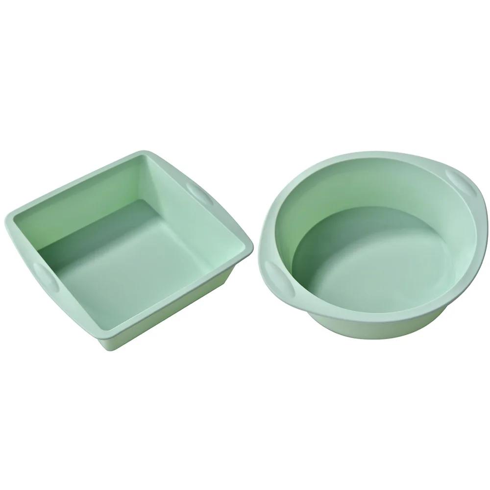 2 шт. Силиконовая форма для торта, противни, круглая, квадратная, форма для выпечки, кухонные, силиконовые, антипригарные противни для выпечки, многоразовые формы для торта, инструменты для выпечки