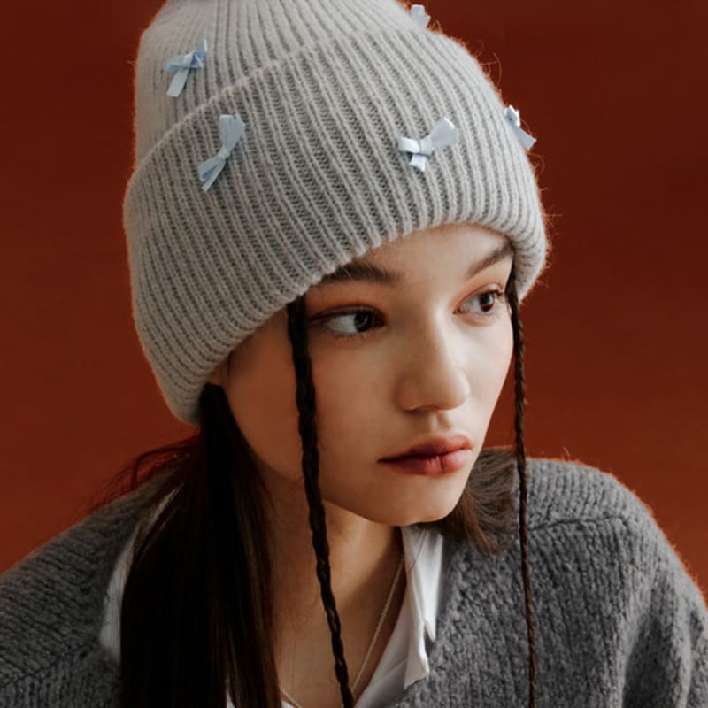 

Шапка-бини из мягкой ангоры с лентой OVT-U (6colors) White