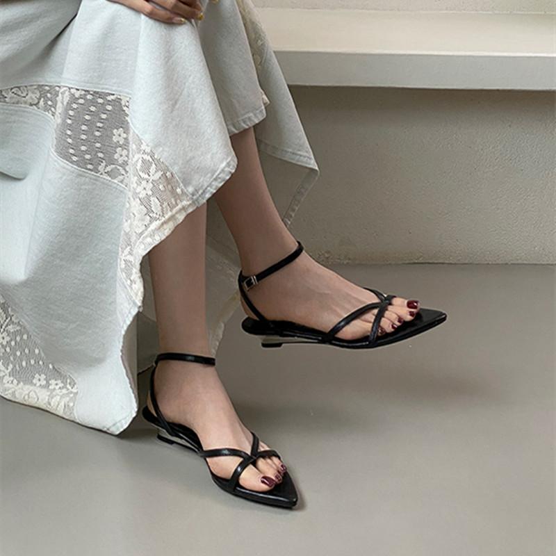 Bailamos Summer Women Sandals Fashion Narrow Band Ladies Sandal Shoes Low Heel Outdoor Dress Gladiator Shoes Mujer