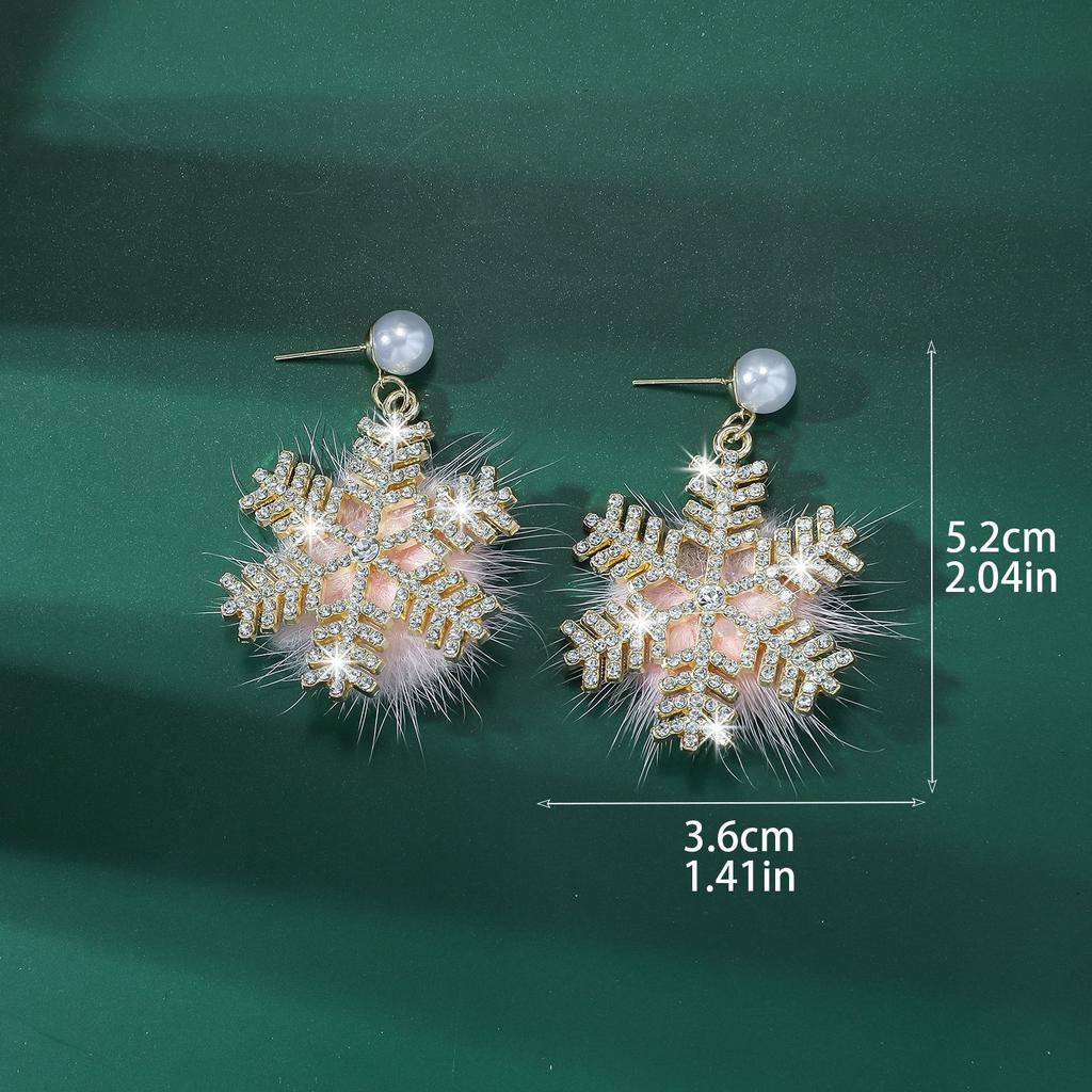 Christmas Plush Snowflake Earrings Light Luxury Sweet Winter Fur Ball Face Small Earrings for Women