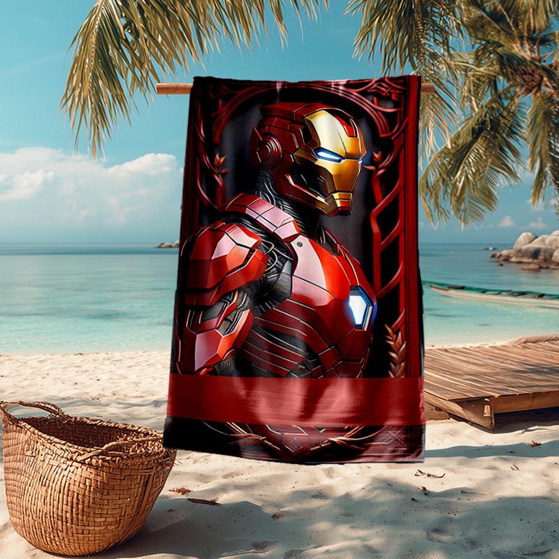 Ultra-Soft Beach Towel with Iron-Man Theme,Ideal for Pool - Camping, Diving - Perfect Travel Essential, Vibrant Beach Towel.