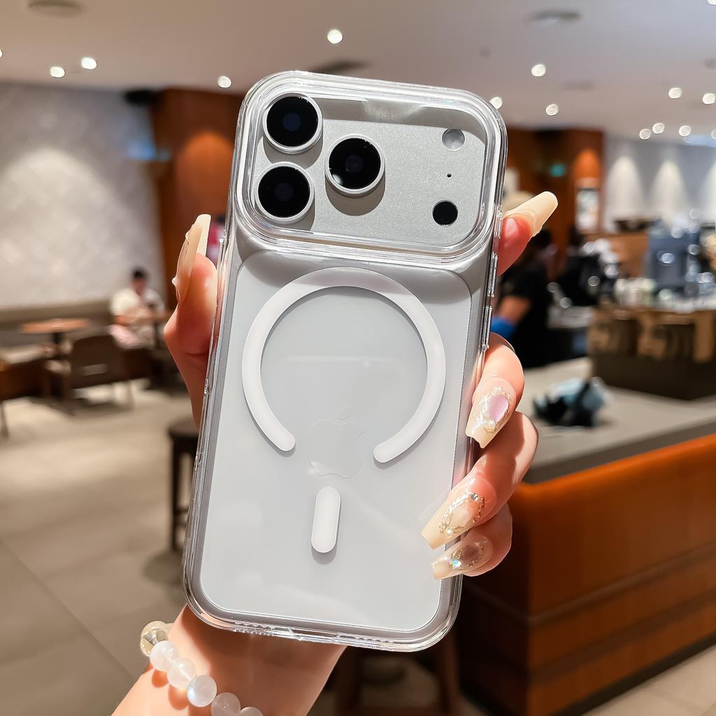 Applicable to iPhone17PROMAX mobile phone case, high transparent question mark magnetic attraction does not yellow, Apple 16/15 hard and anti-drop.