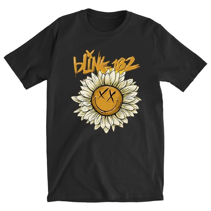 Blink 182 Blink 182 Punk Band Smiling Face Retro Loose Oversized Pure Cotton Hip-hop Rock T-shirt for Men and Women S разноцветный