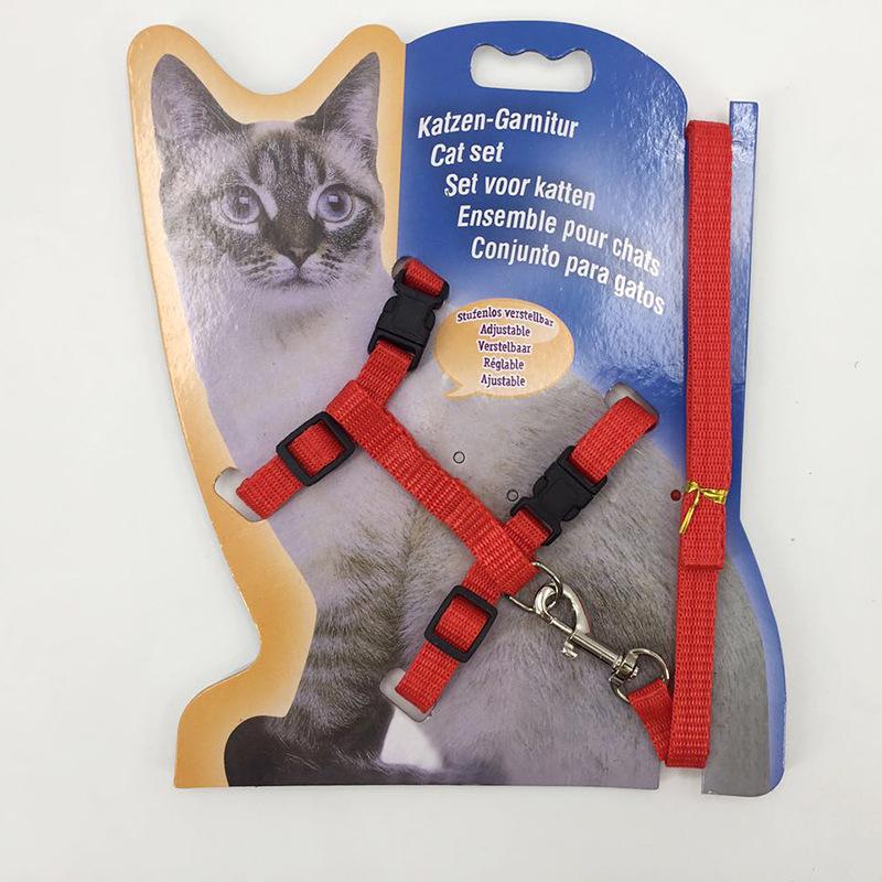 

Adjustable Cat Vest Harness and Leash for Medium and Large Cats красный
