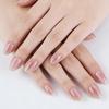 32PCS Artistic Glittering False Nail Featuring French Design Pink Color Short Oval Type Fashionable