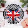 Metal Art Windmill Outdoor Decor British Flag Crown Pattern Wind Spinner 3D Dynamic Garden Art High Quality Sublimated Windmill for Home Yard