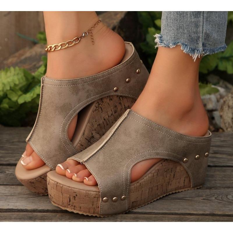 Luxus Hausschuhe Römische Zehenfreie Plateau Sandalen Damen Sommer Retro Peep Toe Keilabsatz Freizeit Hausschuhe Pantoletten Damen Zapatos De Mujer