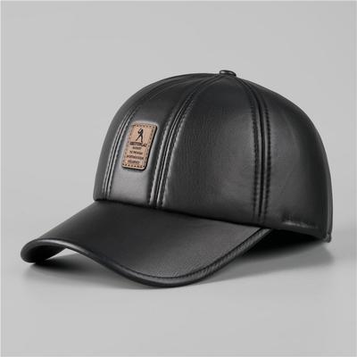 Hat Men's Autumn and Winter Warm Leather Hat Fleece Windproof Grandpa Ear Protector Cap