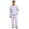 Men's Long Sleeve Pajama Set with Button Crotch and Elastic Drawstring Waist Pants for Home Loungewear