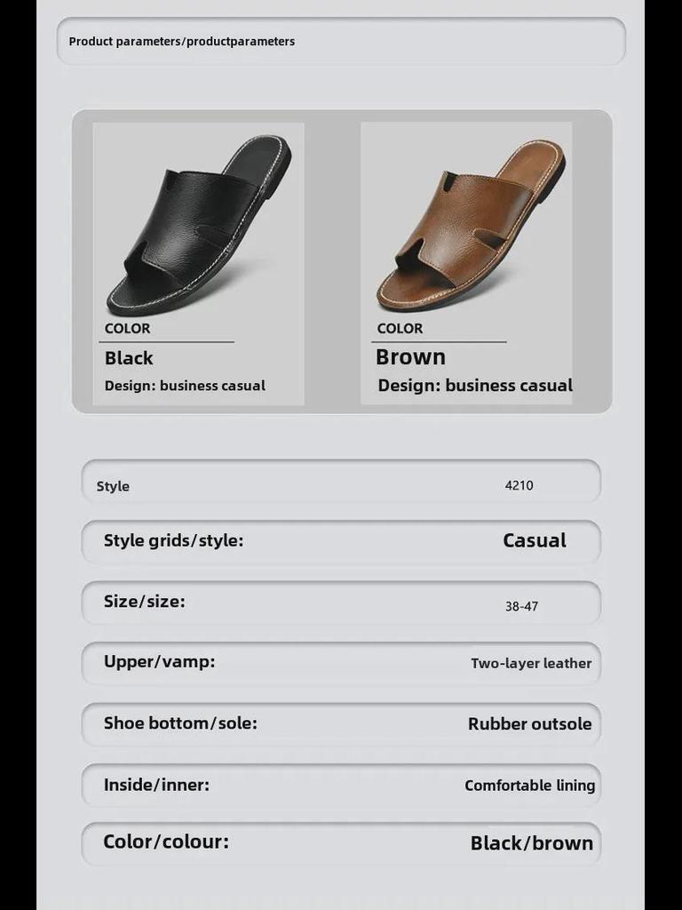 Sandale din piele antiderapante pentru bărbați: Flip-flops la modă în stil coreean pentru îmbrăcămintea de plajă de vară