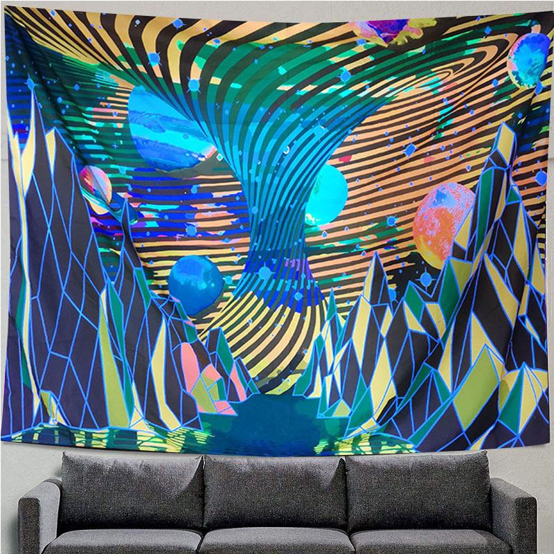 UV Fluorescent Tapestry Starry Sky Print Wall Hanging Art Home Decor