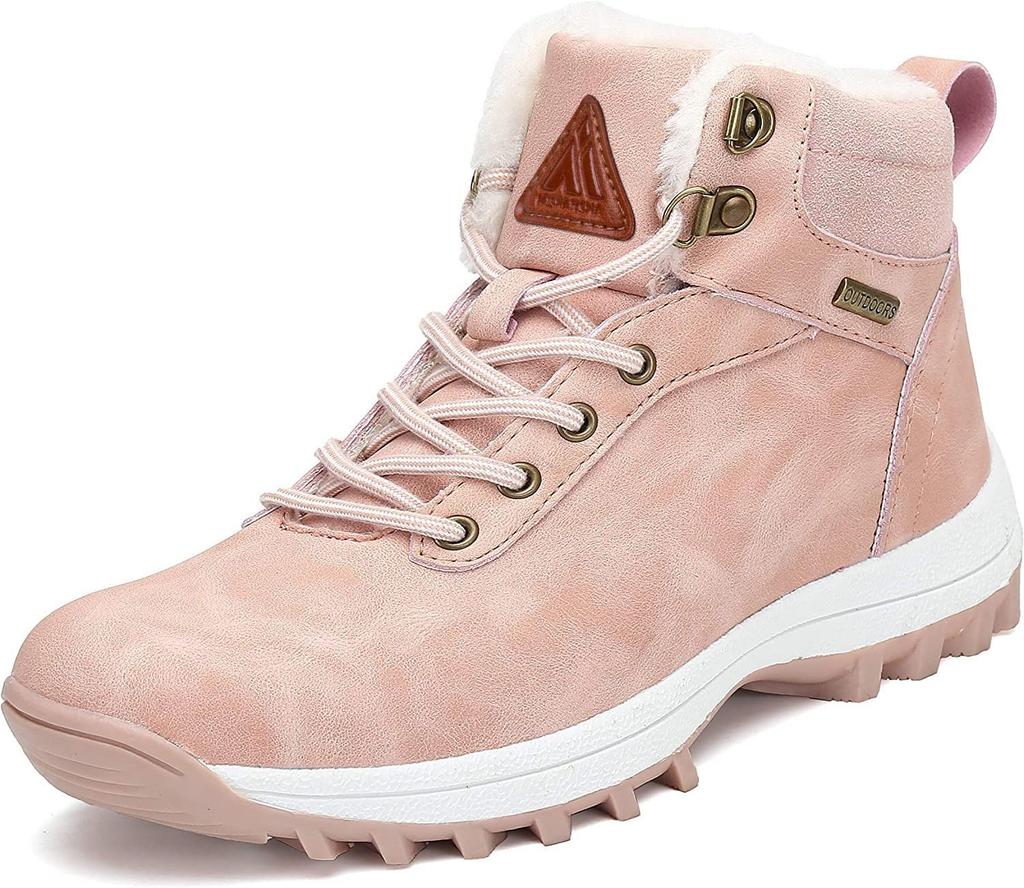 Putu Snow Climbing Cold Weather Outdoor Hiking Size Pink High-Top Waterproof, Non-Slip, Fleece-Lined Boots, Unisex, Boots, Abrasion-Resistant,