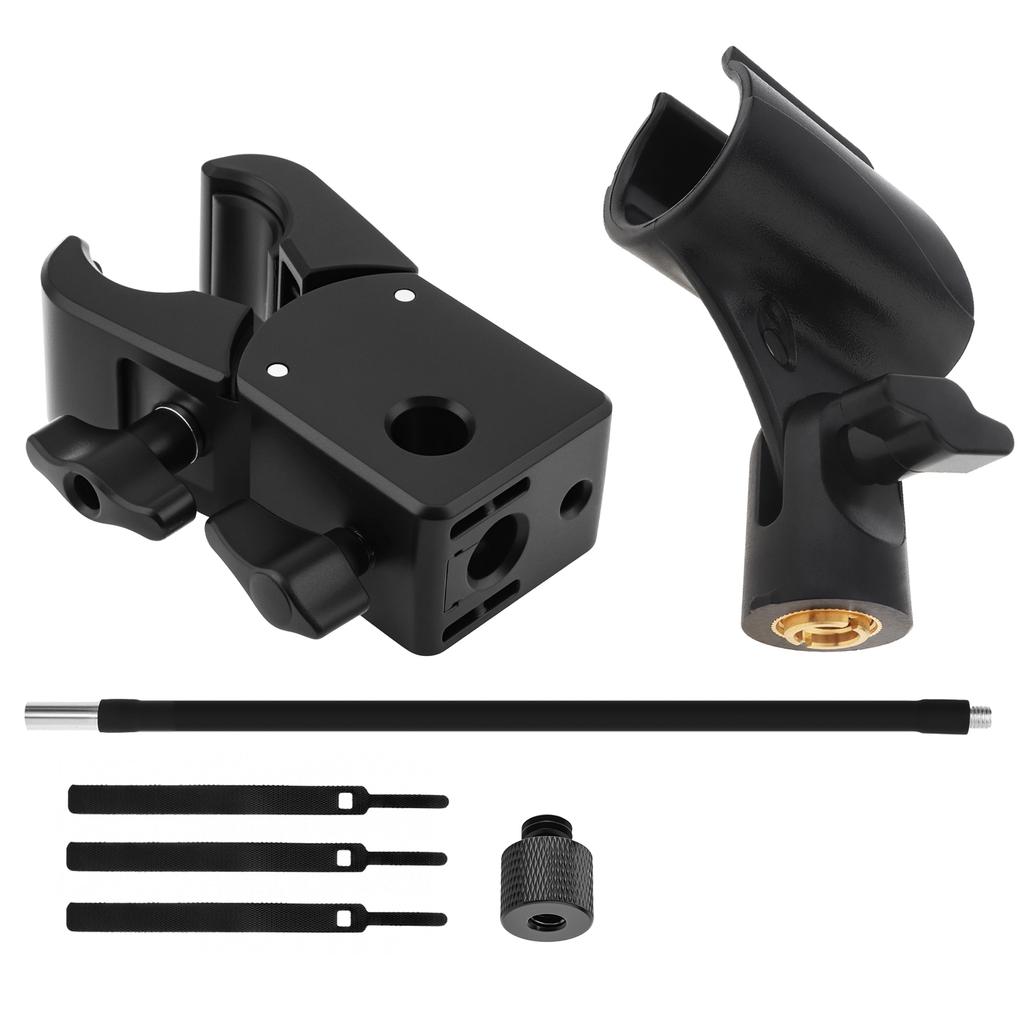 13 inch Gooseneck Microphone Stand Fit for Shure AT2020 with 2 Adapters and Cable Ties Flexible Mic Arm Heavy Duty Super Clamp