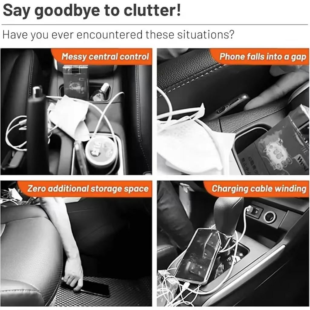 Car Seat Gap Filler Organizer with USB-A + USB-C Fast Charging Ports Multifunctional Storage Box