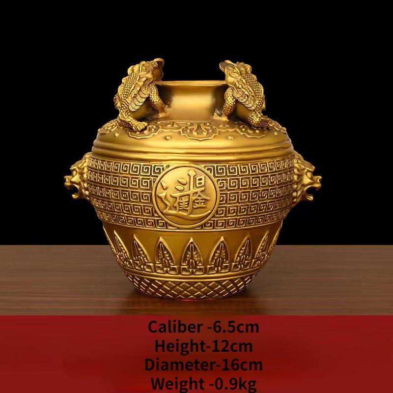 Zhaocai Miedziany Złoty Ropuchy Miska Skarbów Cztery Strony Ozdoby Ołtarza Bogactwa Słoik na Pieniądze Salon Dom Sklep Otwarcie Rzemiosło