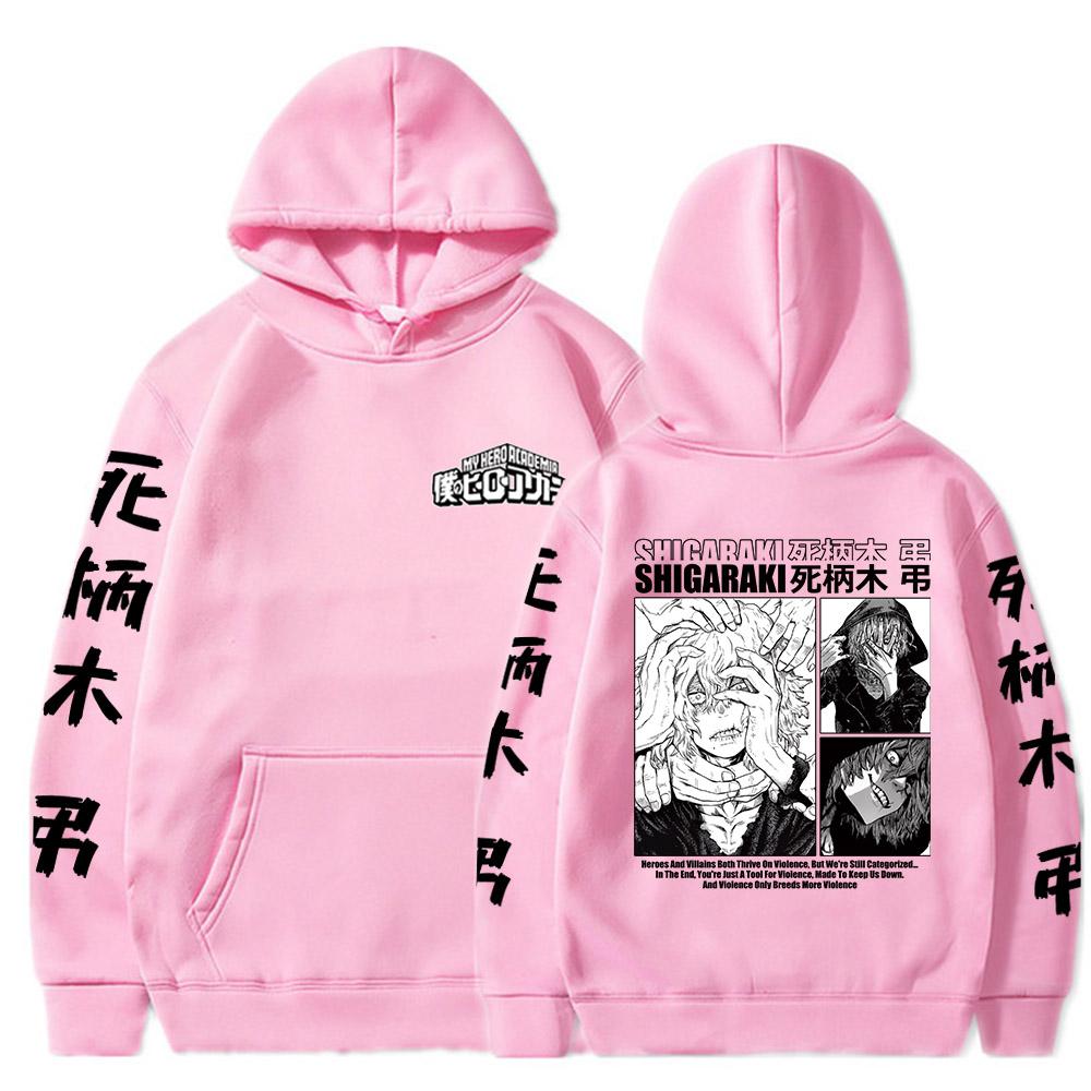 

My Hero Academia Аніме Вуличний одяг MHA Shigaraki Tomura Print Чоловіки Жінки Манга Худі Harajuku Boku No Hero Academia Толстовка XL рожевий