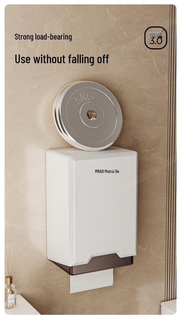 Punch-Free Wall-Mounted Tissue Box Holder for Bathroom, Kitchen, and Living Room