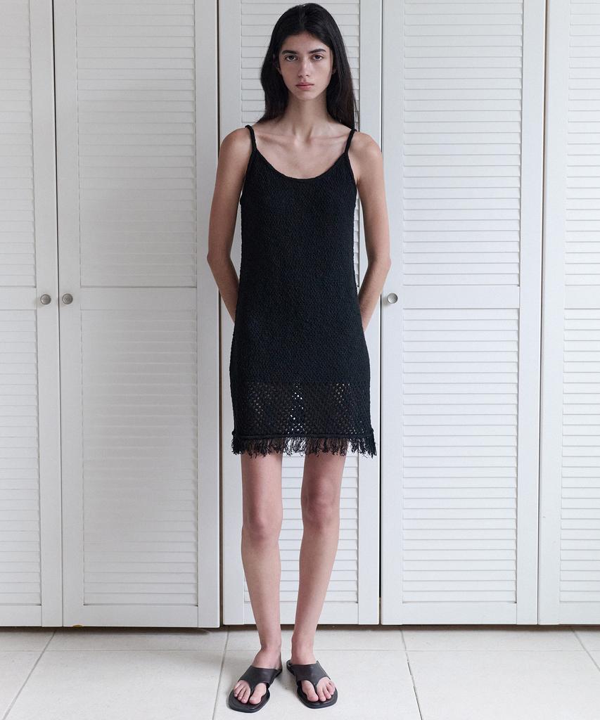 ANDNEEDS Luna Fringe Knit Dress (Black)