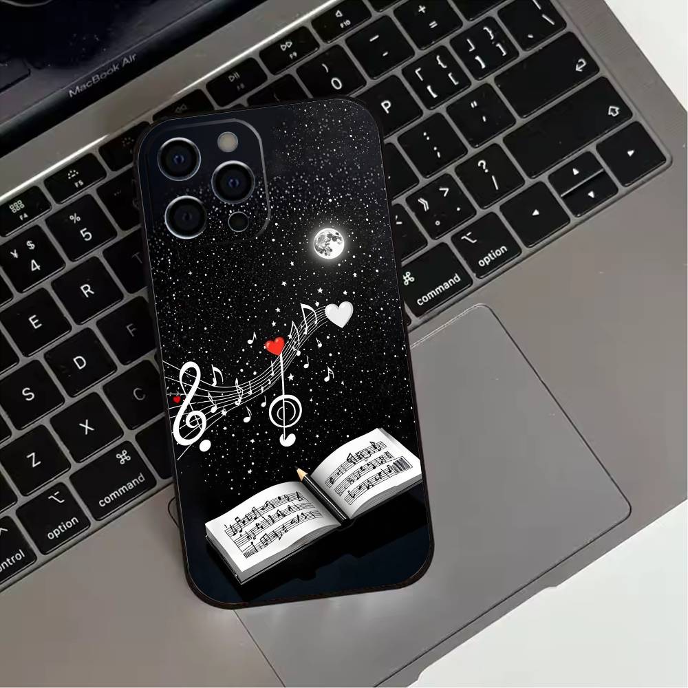 

Music Art Treble Clef Phone Case For iPhone 17,16,15,14,13,12,11 Plus,Pro Max,XS,Soft Silicone Black Cover iPhone12