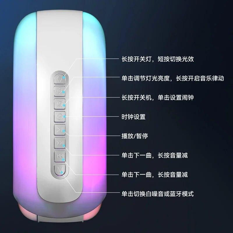 Difuzor Bluetooth Control aplicație LED RGB Lumină de noapte Lampă Ceas cu alarmă Difuzor fără fir Muzică HiFi Stereo Sunet Subwoofer Cadou