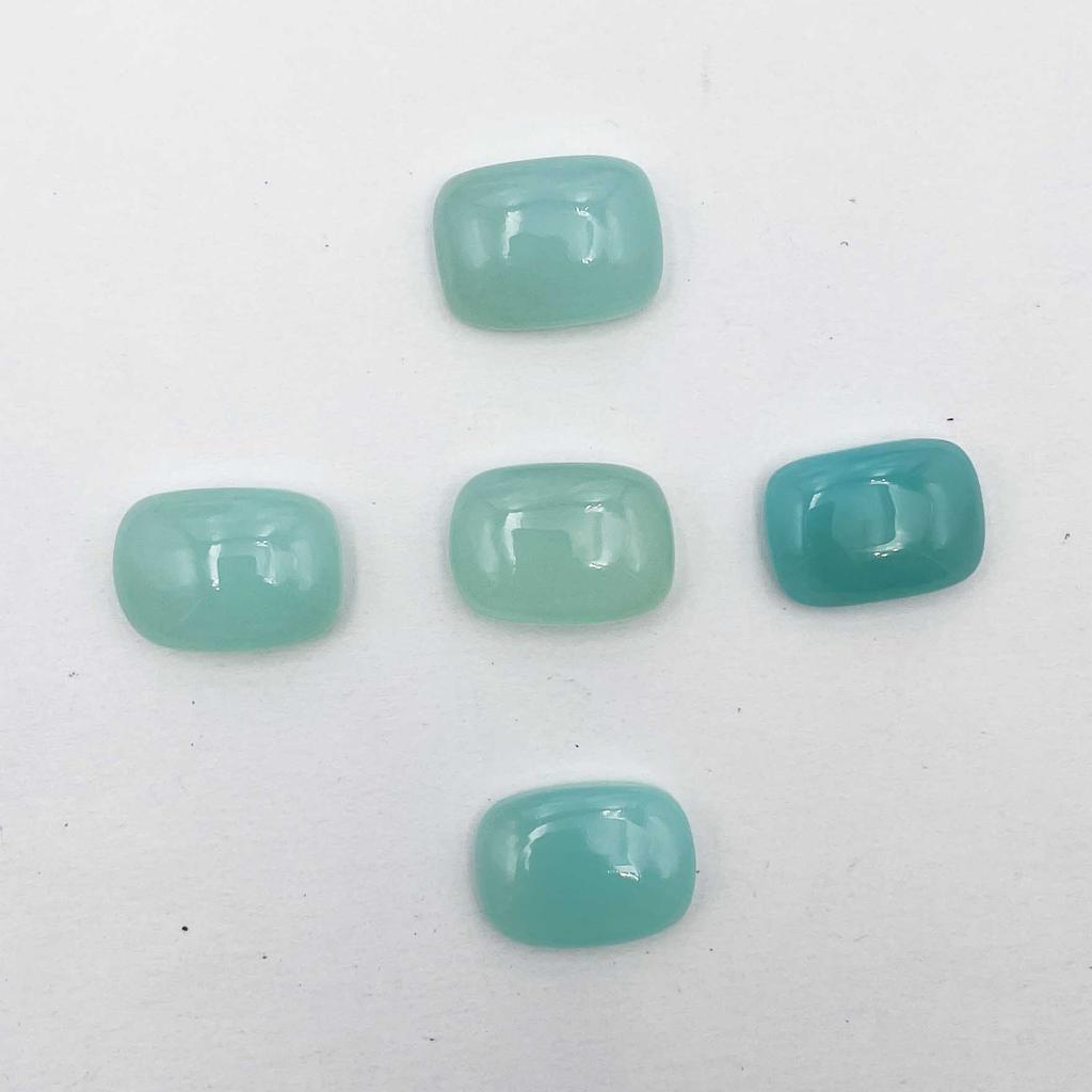 Natural Aqua Chalcedony Cushion Cabochon Loose Gemstone 8 Pcs 13*18 MM 100 CT For Jewelry Making