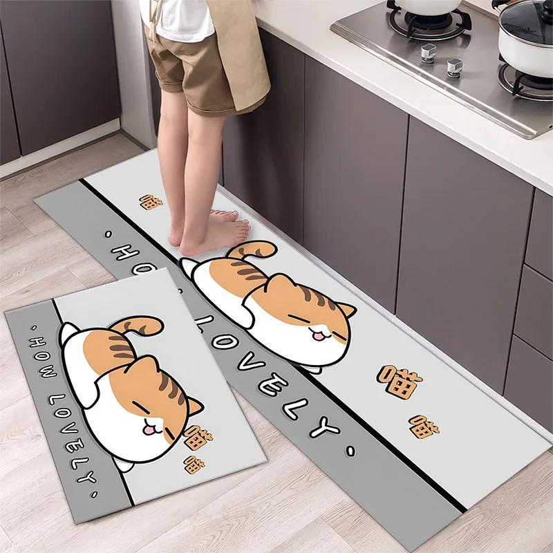 Kitchen Floor Carpet Living Room Entrance Door Mat Non-slip and Washable Kitchen Mat Hallway Rug Absorbent Carpet for Bathroom