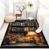 New Arrive! Bookshelf Oil Painting Style Print Carpet for Bedroom Living Room Bedside Sofa Floor Mat Modern Home Decor Area Rugs