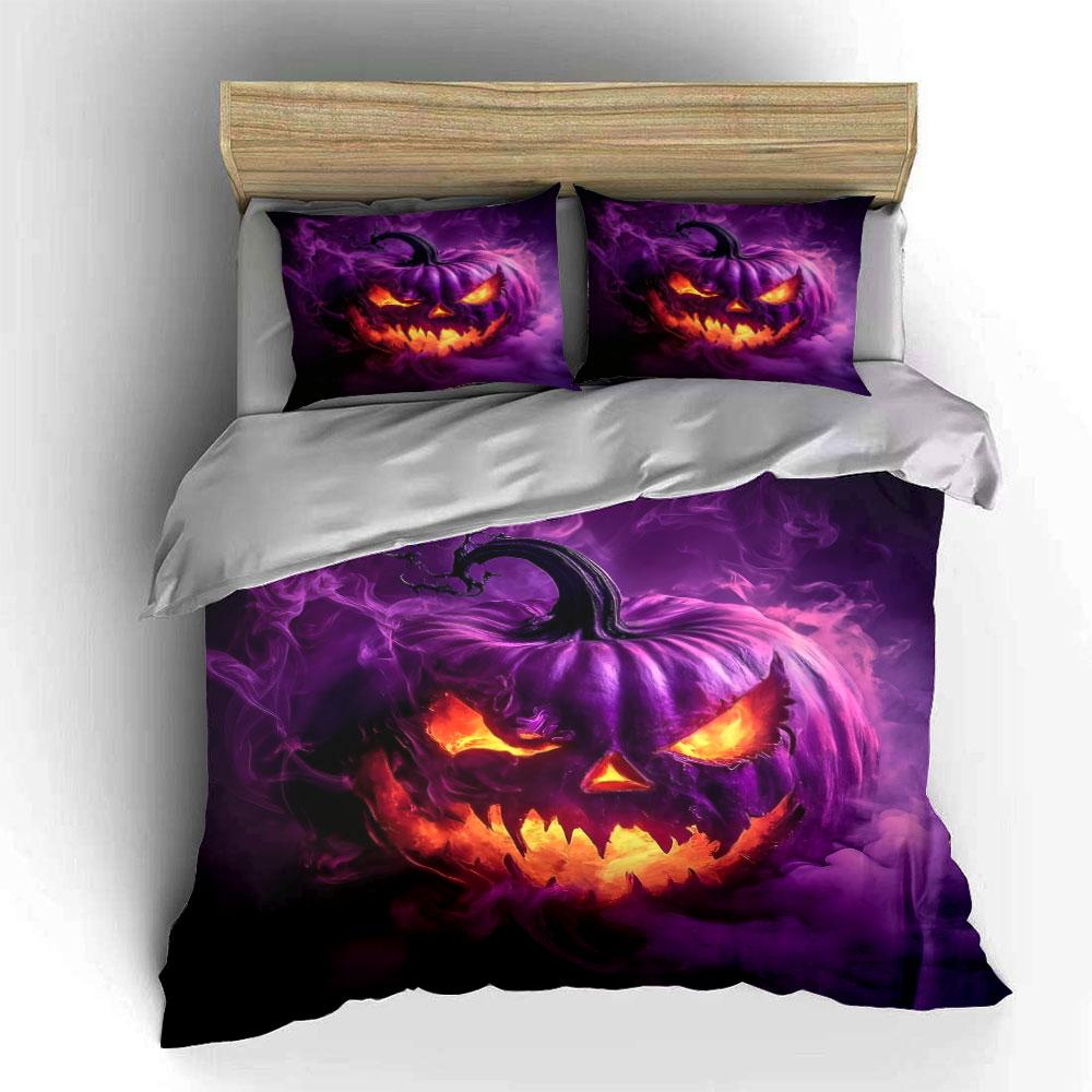 "Halloween Pumpkin Decoration Three-Piece Set" Bedding Set with 1 Duvet Cover 2 Pillowcases Single Double King Queen Gift
